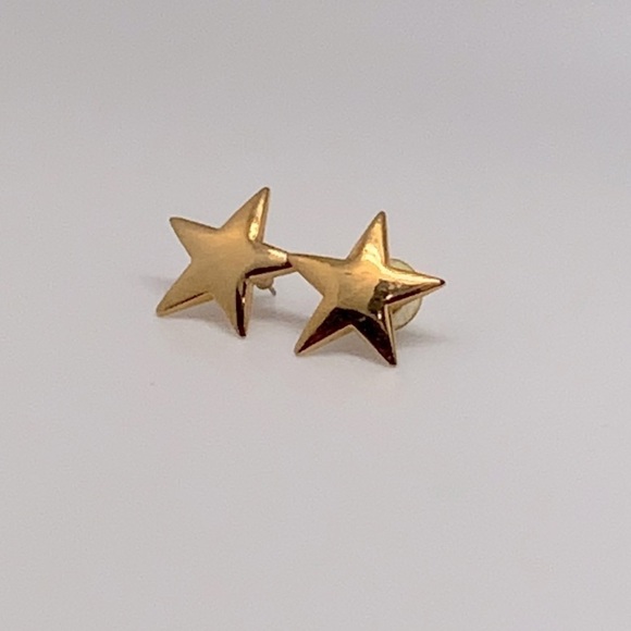 Vintage Y2K PIERCED Star Earrings Gold tone - Picture 1 of 2